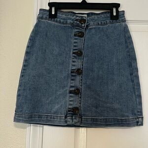 Sky and Sparrow Blue Denim A-Line Skirt
